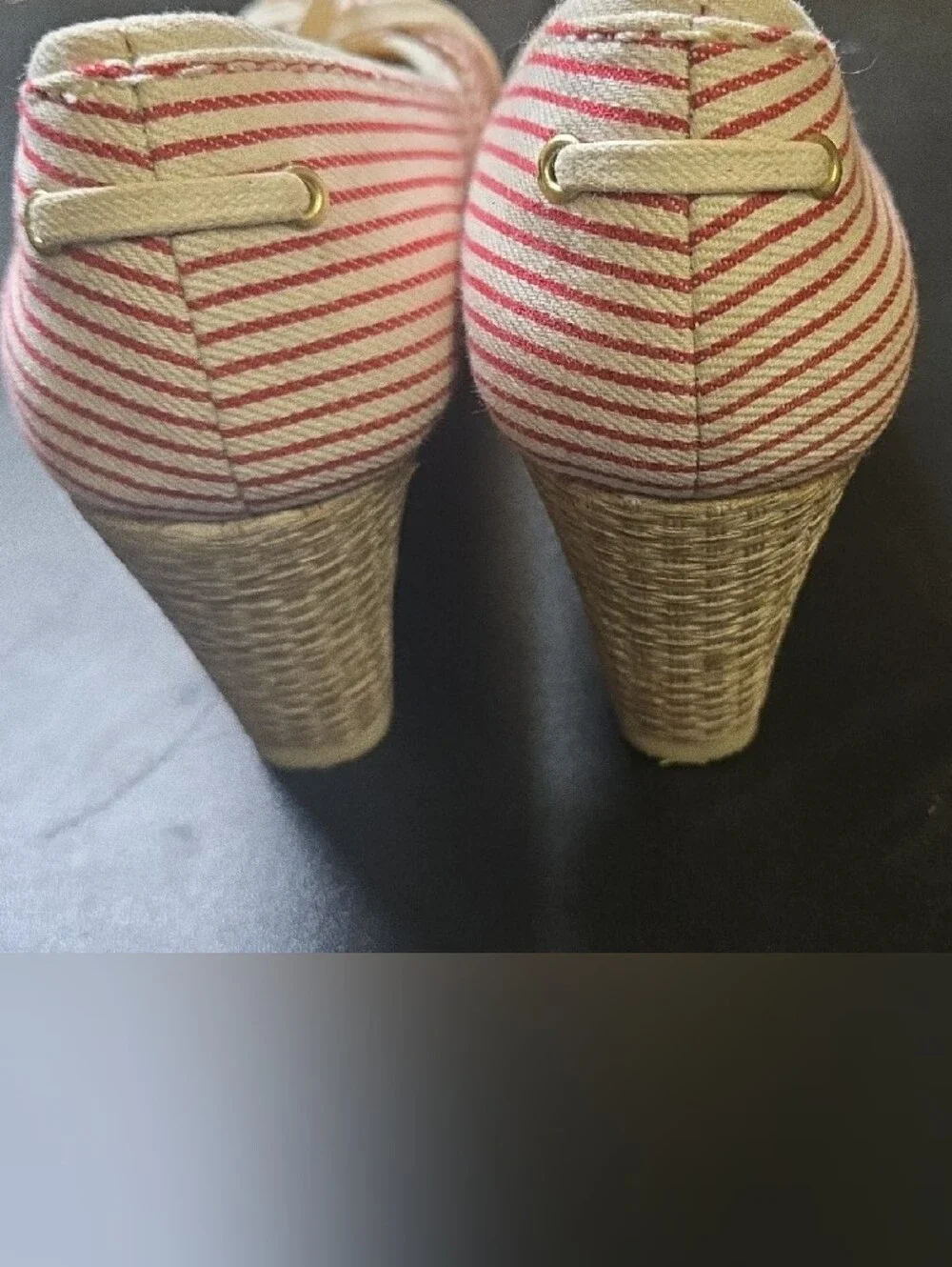 Clarks Pink and White Striped Wedge Ballet Flats